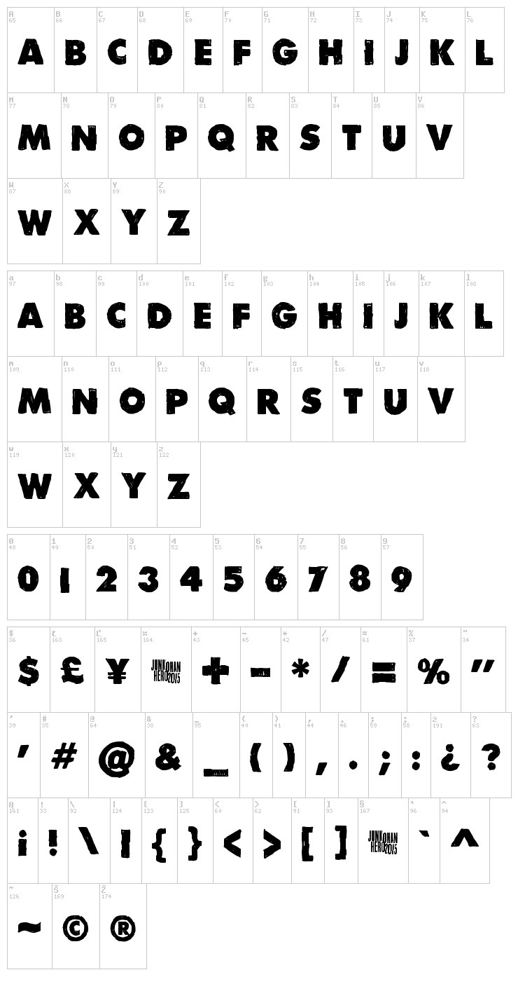 Divisible Invisible font map